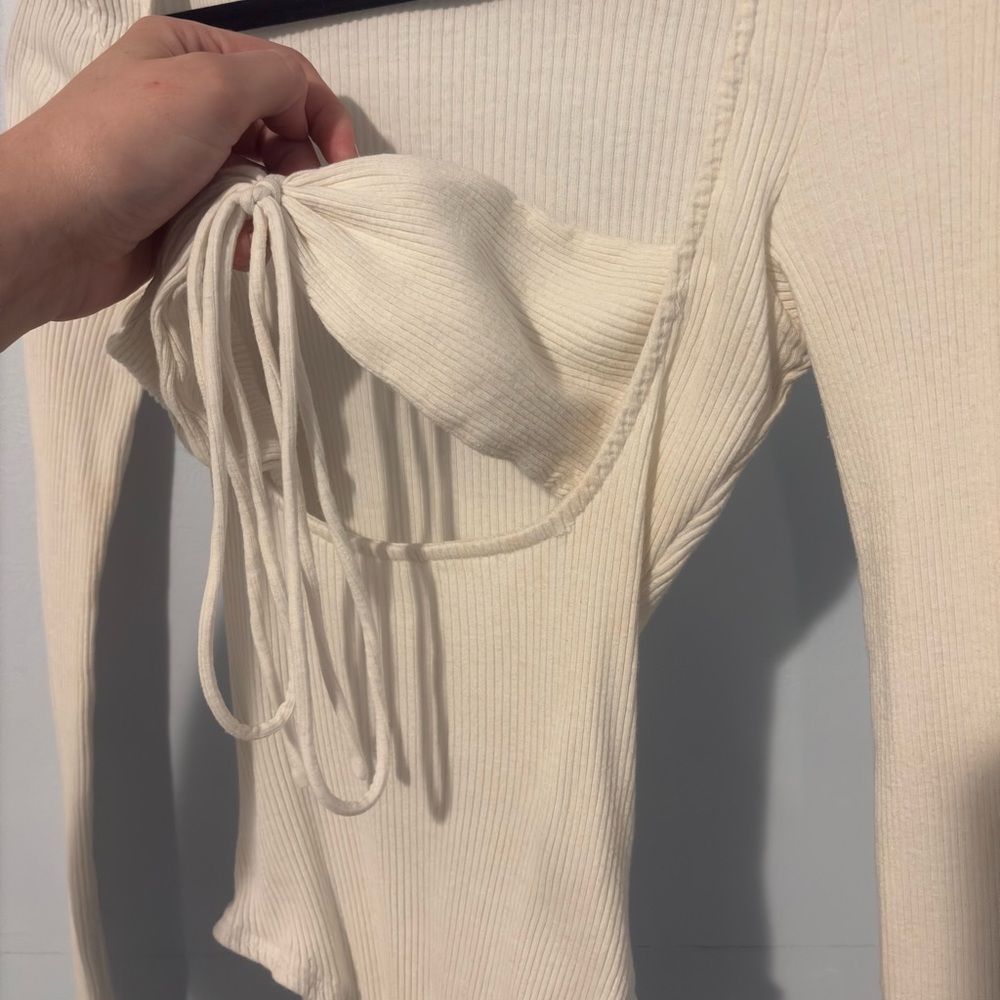 Princess Polly Ivory Ribbed Top - Picture 6 of 11